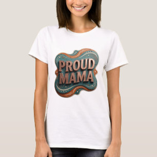 Camiseta Design de texto PROUD MAMA em Ouro Atraente