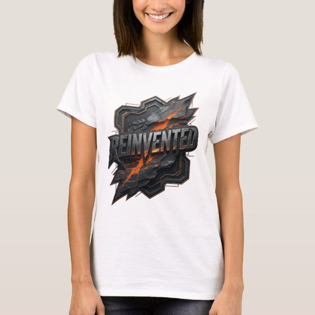 Camiseta Design de Texto REINVENTADO Cinza Nítido (Frente)