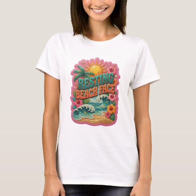 Camiseta Design de texto RESTING BEACH FACE em Azul Chamati (Frente)