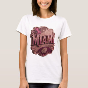 Camiseta Design de Texto Rosa Dinâmico MIAMI
