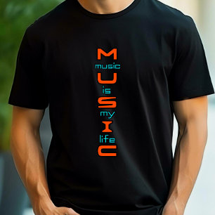 Camiseta Design de texto sobre música