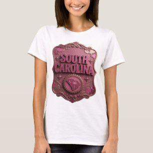 Camiseta Design de texto SOUTH CAROLINA Rosa na Moda