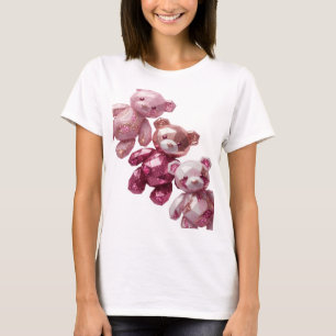 Camiseta Design de texto TRÊS URSINHOS ROSA Prata Engraçado