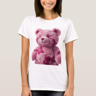 Camiseta Design de texto URSO DE PELÚCIA ROSA Prata Moderno