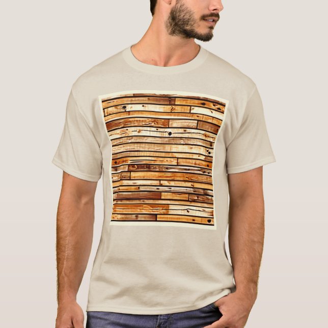 Camiseta Design de Textura de Madeira Envelhecida (Frente)