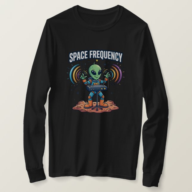 Camiseta Design de Theremin de Frequência Espacial Alieníge (Frente do Design)