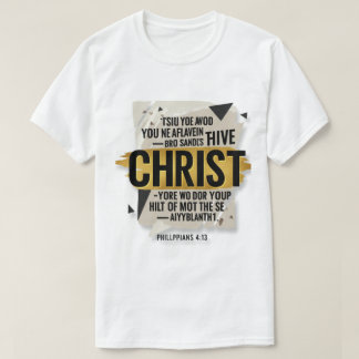 Camiseta Design de Tipografia Cristã Negra - Fé no Cristo