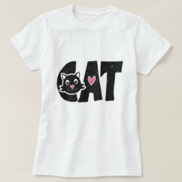 Camiseta Design de Tipografia de Gato Preto Cinto