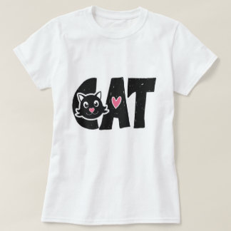 Camiseta Design de Tipografia de Gato Preto Cinto