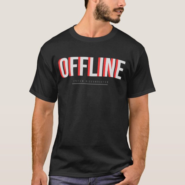 Camiseta Design de Tipografia de Tecnologia Offline (Frente)