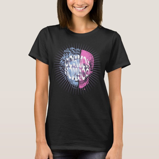 Camiseta Design de Tipografia do Crânio Cósmico (Frente)