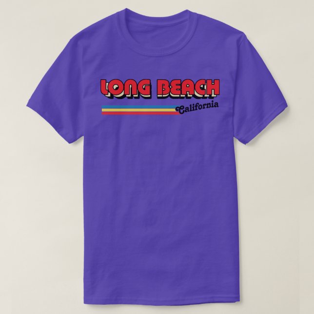 Camiseta Design de Tipografia Retro em Long Beach (Frente do Design)