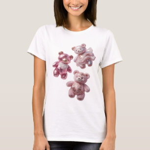 Camiseta Design de TRÊS URSINHOS ROSA Prata Irresistível