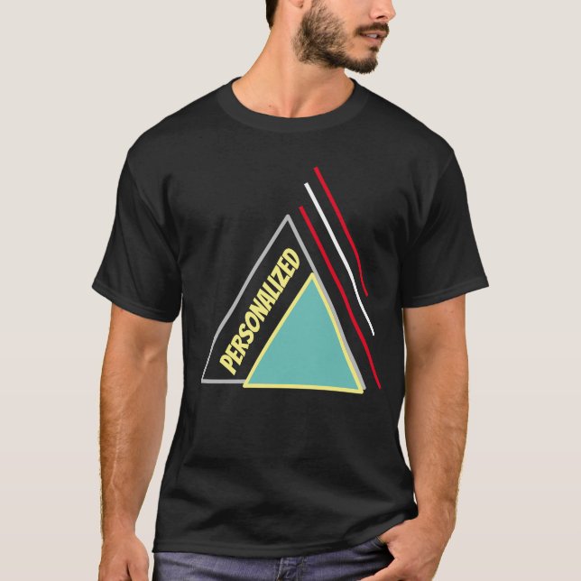 Camiseta Design de Triângulo Moderno Personalizar Na moda d (Frente)