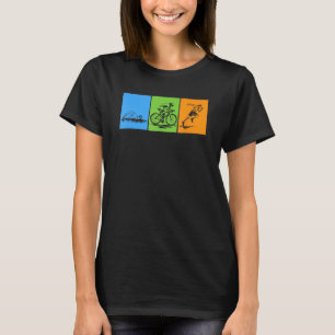 Camiseta Design de Triatlo Divertido Natação Ciclismo Corri