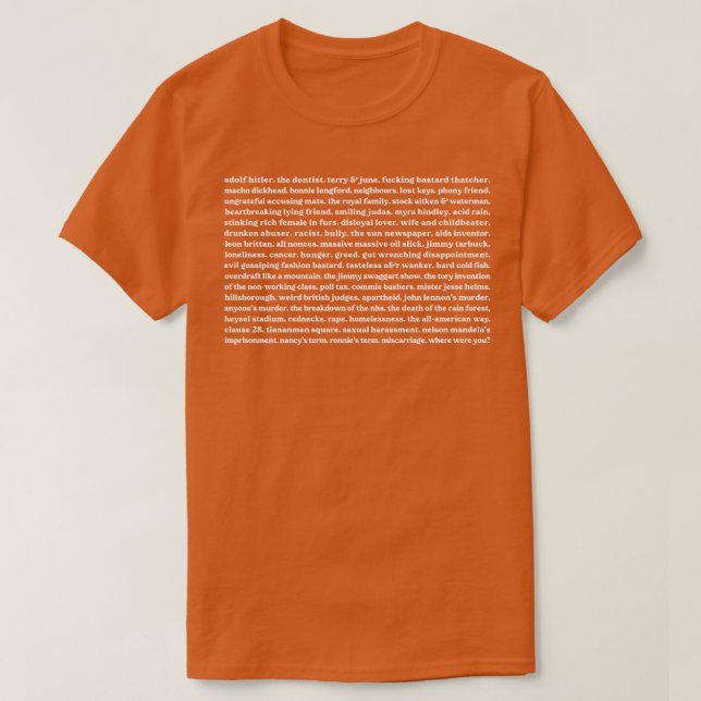 Camiseta Design de tributo lírico da lista perfeita (Frente do Design)