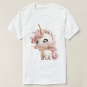 Camiseta Design de Unicórnio Bebê de Desenho Animado Fofo