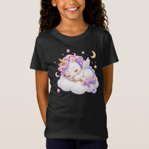 Camiseta Design de Unicórnio Bebê Dormindo Fofo