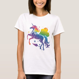 Camiseta Design de unicórnio colorido arco-íris
