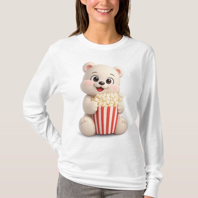 Camiseta Design de Urso de Pelúcia Adorável e Fofo (Frente)