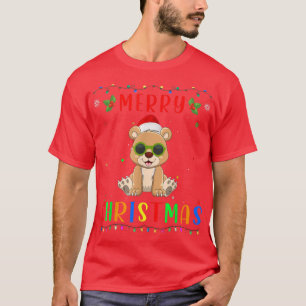 Camiseta Design de Urso Leve Xmas que Combina com o Natal P