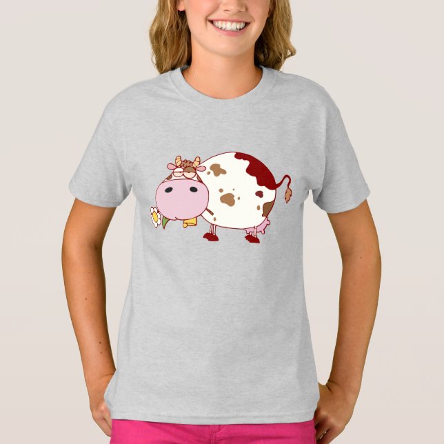 Camiseta Design de Vaca Fofa Presente de Vida na Fazenda Am (Frente)