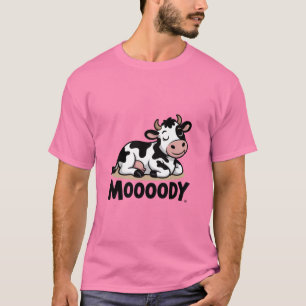 Camiseta Design de Vaca Mooody Fofo Cartoon