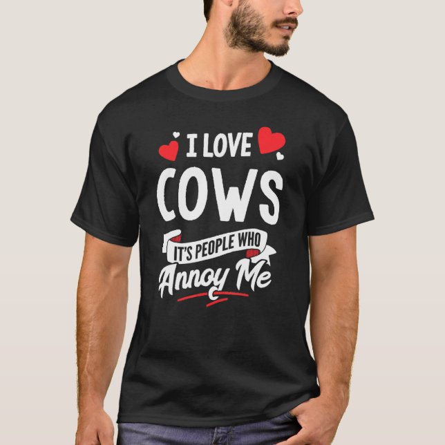 Camiseta Design de Vacas - Eu Amo Vacas (Frente)