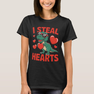 Camiseta Design de Valentin de Dinossauro Engraçado Com Cor