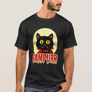 Camiseta Design de Vampurr Vampiro Gato Preto de Halloween