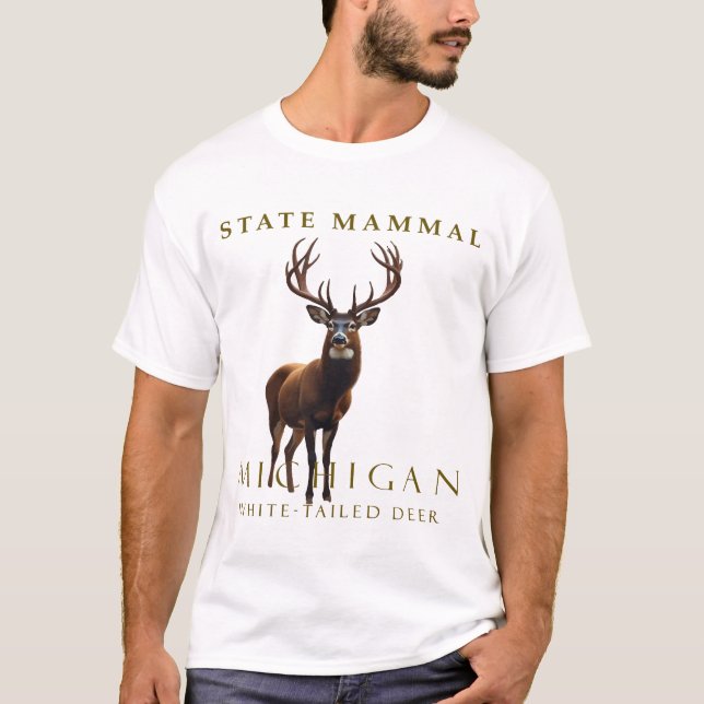Camiseta Design de Veado de Cauda Branca de MI (Frente)