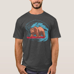 Camiseta design de Verão legal com uma barbatana-de-urso-pa