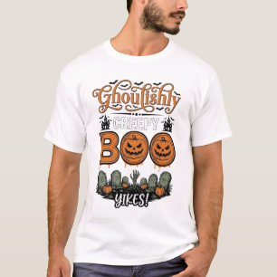 Camiseta Design de Vetor Assustador Fofo de Pequeno Boo Yah