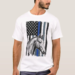 Camiseta Design de Vetor de Bandeira de Cavalo da Linha Azu