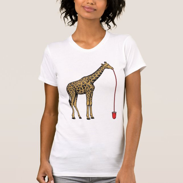 Camiseta Design de Vetor de Canudo de Bebida de Girafa Vint (Frente)