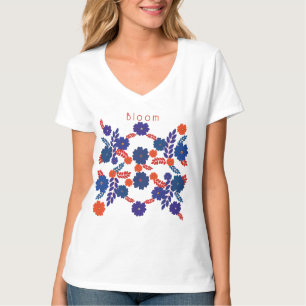 Camiseta Design de vetor de flores azuis simples