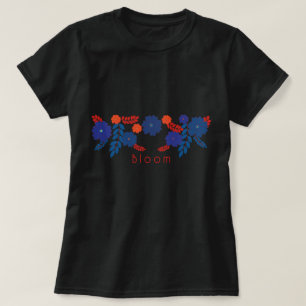 Camiseta design de vetor de flores azuis simples