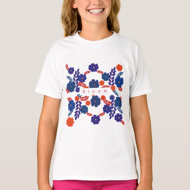 Camiseta design de vetor de flores azuis simples (Frente)