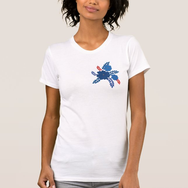 Camiseta Design de vetor de flores azuis simples (Frente)
