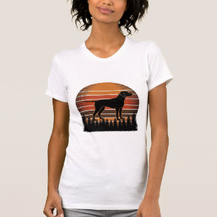 Camiseta Design de vetor de floresta de pôr do sol de cão d