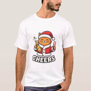 Camiseta Design de Vetor de Gato de Natal Alegra
