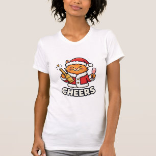 Camiseta Design de Vetor de Gato de Natal Alegra