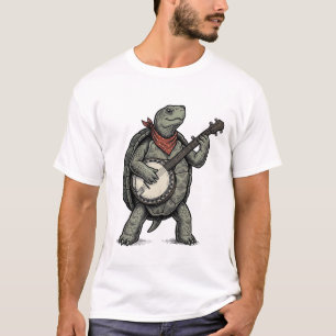 Camiseta Design de Vetor de Toca-Banjo Tartaruga Vintage_1