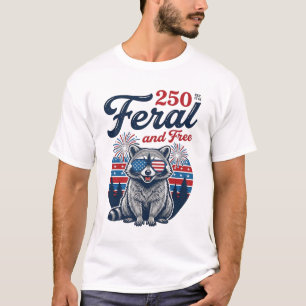 Camiseta Design de Vetor Patriótico de Guaxinim Selvagem 25