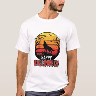 Camiseta Design de Vetor Vintage de Lobo Uivando Feliz Hall