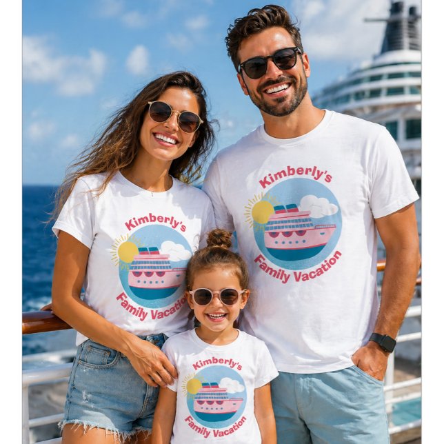 Camiseta Design de Viagem Familiar Personalizado em Navio d (Criador carregado)
