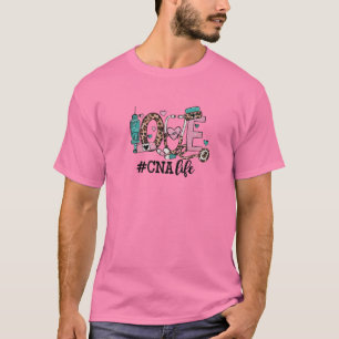 Camiseta Design de Vida CNA Com Amor Rosa Para Enfermagem C