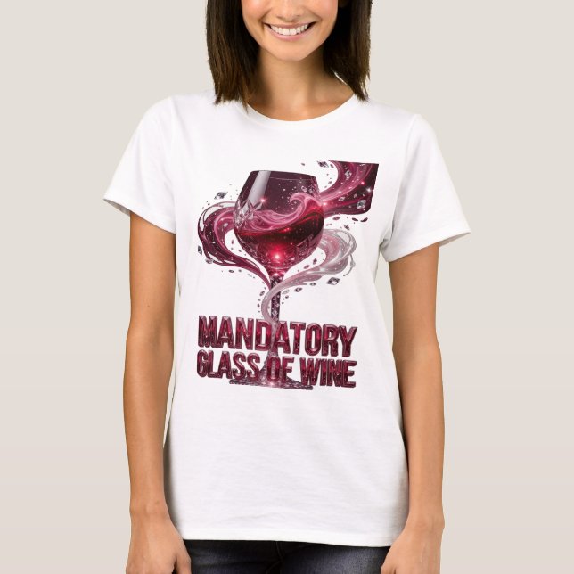 Camiseta Design de VINHO OBRIGATÓRIO Rosa Dinâmico (Frente)
