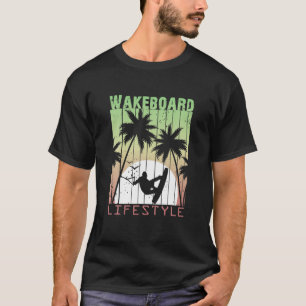 Camiseta Design De Vintagem De Estilo De Vida De Wakeboard