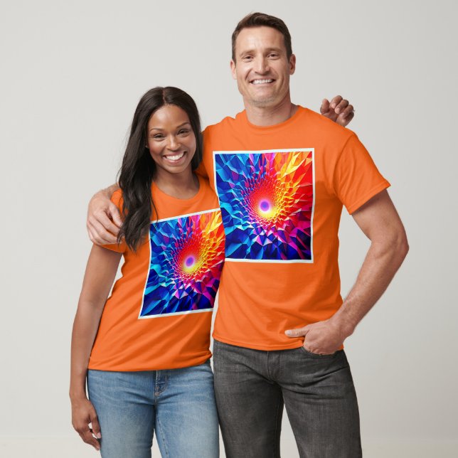 Camiseta Design de Vórtice de Cor Geométrica Prismática (Unissex)